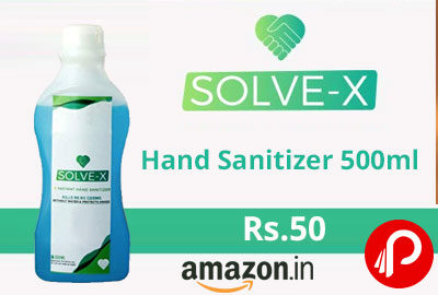 Solve-X Hand Sanitizer 500ml @ 50 - Amazon India