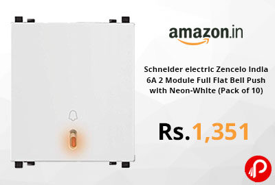 Schneider electric Zencelo India-6A 2 Module Full Flat Bell Push @ 1,351 - Amazon India