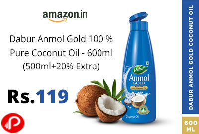 Dabur Anmol Gold Coconut Oil 600ml @ 119 - Amazon India