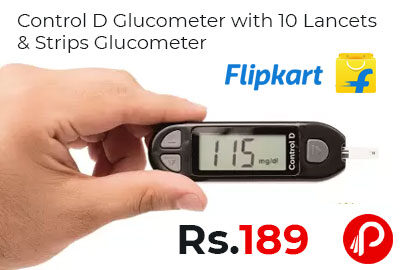 Control D Glucometer with 10 Lancets & Strips Glucometer @ 189 - Flipkart