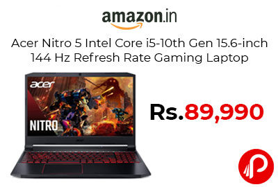 Acer Nitro 5 Intel Core i5-10th Gen Gaming Laptop @ 89,990 - Amazon India