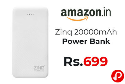 Zinq 20000mAh Power Bank @ 699 - Amazon India