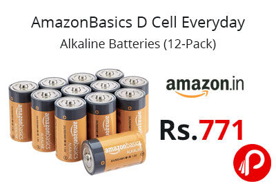 AmazonBasics D Cell Everyday Alkaline Batteries (12-Pack) @ 771 - Amazon India
