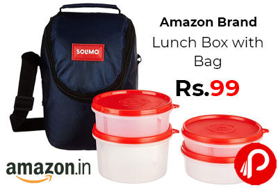 Plastic Lunch Box with Bag @ 99 - Amazon India