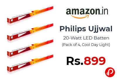 Philips Ujjwal 20-Watt LED Batten (Pack of 4) at 899 - Amazon India