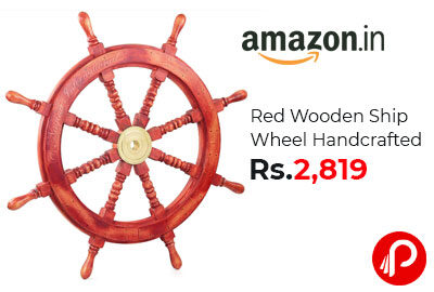 Red Wooden Ship Wheel Handcrafted @ 2,819 - Amazon India
