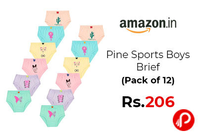 Pine Sports Boys Brief (Pack of 12) @ 206 - Amazon India