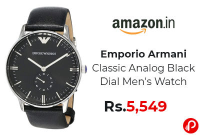 Emporio Armani Classic Analog Black Dial Men's Watch @ 5,549 - Amazon India
