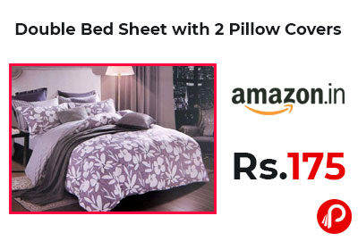 Double Bed Sheet with 2 Pillow Covers @ 175 - Amazon India