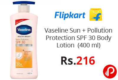 Vaseline Sun + Pollution Protection Body Lotion (400 ml) @ 216 - Flipkart