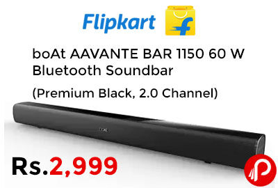boAt AAVANTE 60 W Bluetooth Soundbar (Premium Black, 2.0 Channel) @ 2999 - Flipkart