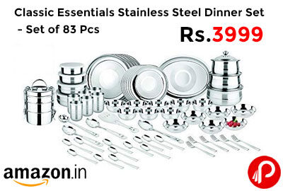 Stainless Steel Dinner Set - Set of 83 Pcs @ 3999 - Amazon India