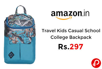 Travel Kids Casual School College Backpack @ 297 - Amazon India