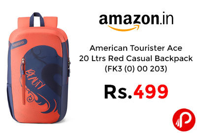 American Tourister Ace 20 Ltrs Red Casual Backpack @ 499 - Amazon India
