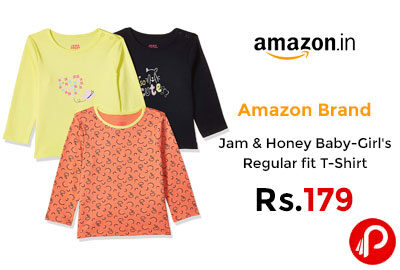 Jam & Honey Baby-Girl's Regular fit T-Shirt @ 179 - Amazon India