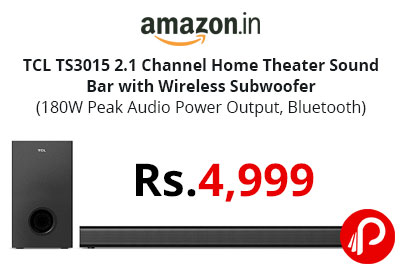 TCL TS3015 2.1 Channel Home Theater Sound Bar with Wireless Subwoofer @ 4,999 - Amazon India