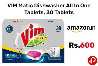 VIM Matic Dishwasher All In One Tablets, 30 Tablets @ 600 - Amazon India
