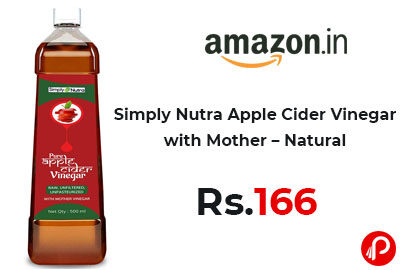 Simply Nutra Apple Cider Vinegar with Mother – Natural @ 166 - Amazon India