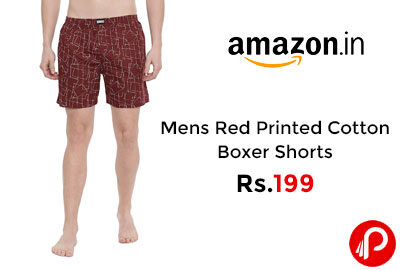 Mens Red Printed Cotton Boxer Shorts @ 199 - Amazon India
