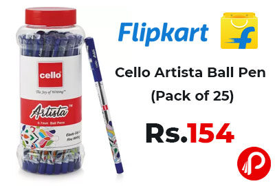 Cello Artista Ball Pen (Pack of 25) @ 154 - Flipkart