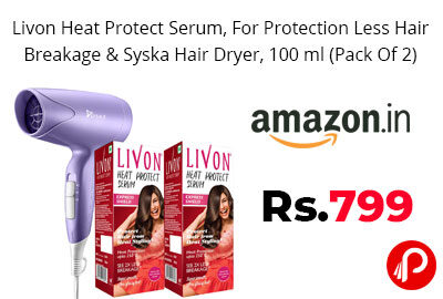 Livon Heat Protect Serum & Syska Hair Dryer, 100 ml (Pack Of 2) @ 799 - Amazon India