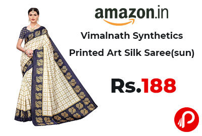 Vimalnath Synthetics Printed Art Silk Saree @ 188 - Amazon India