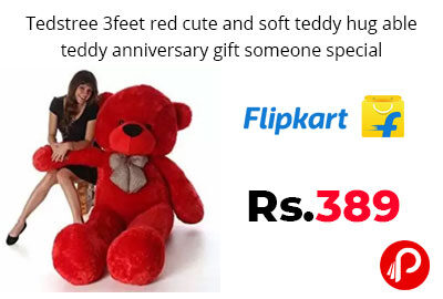 3 Feet red cute and soft teddy bear @ 389 - Flipkart