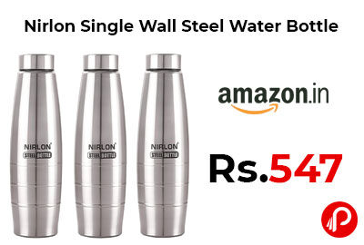 Nirlon Single Wall Steel Water bottle @ 547 - Amazon India