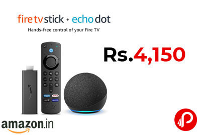 Echo Dot 4th Gen (Black) Combo with Fire TV Stick @ 4,150 - Amazon India